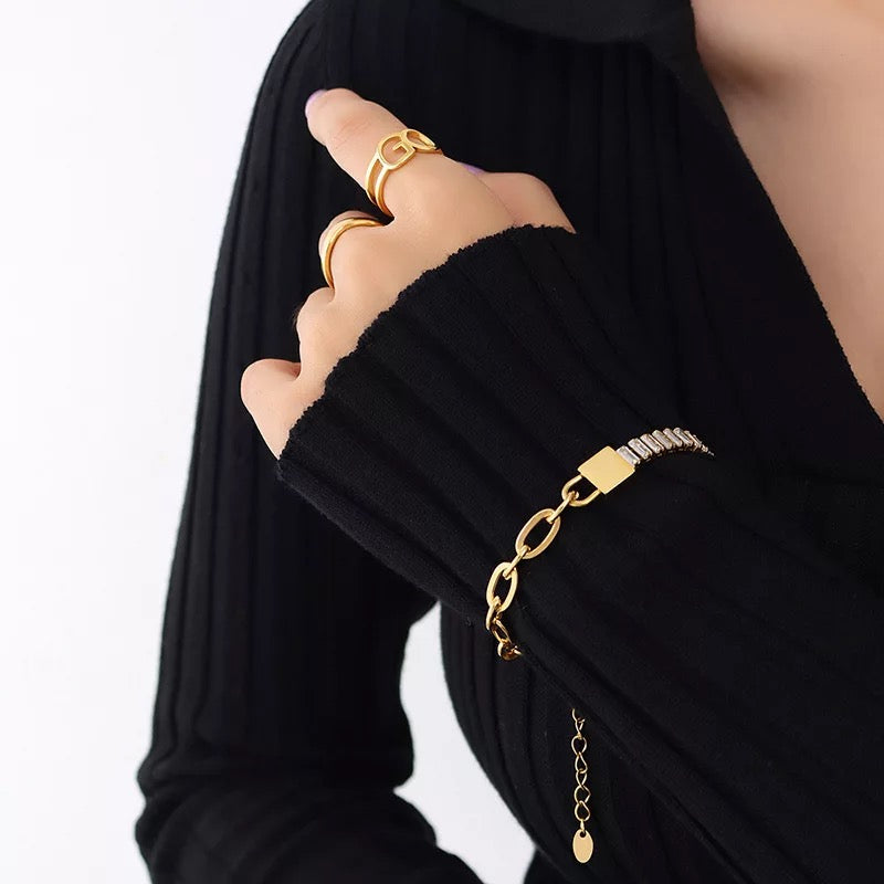 Lock Link Tennis Bracelet